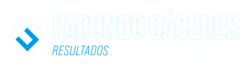 Isologotipo de Facundo Cáceres con el eslogan Resultados en tu negocio digital